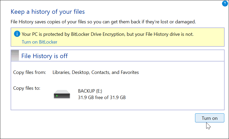 Windows 11 पर फ़ाइल इतिहास का उपयोग करें
