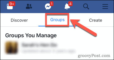 फेसबुक ऐप समूहों का प्रबंधन करता है