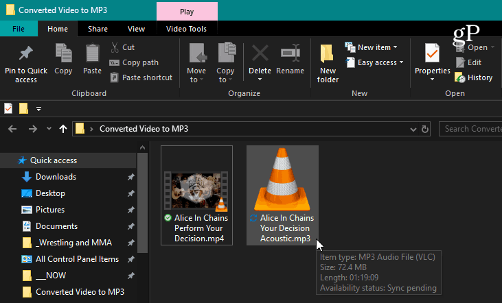 कन्वर्टेड VLC फ़ाइल समाप्त