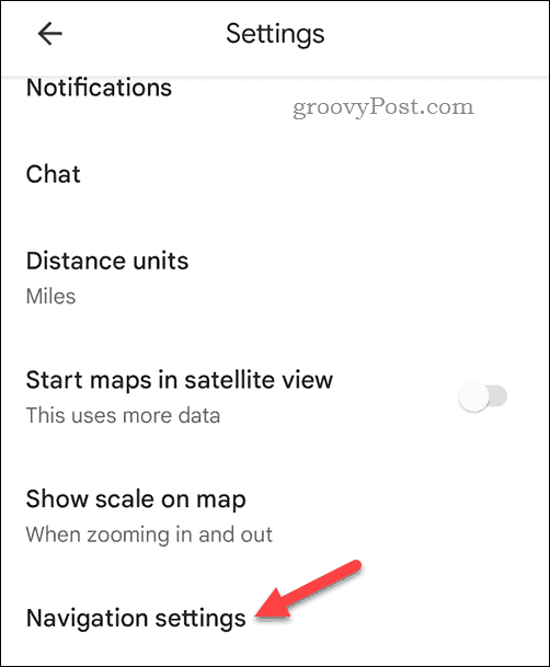 Google मानचित्र मोबाइल नेविगेशन सेटिंग खोलें