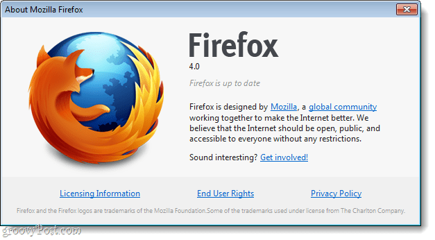 फ़ायरफ़ॉक्स 4 अप टू डेट है