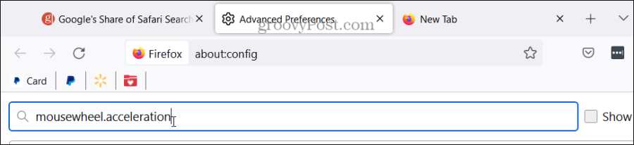 फ़ायरफ़ॉक्स में माउसव्हील.एक्सेलेरेशन सेटिंग्स