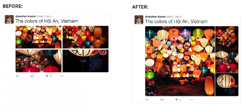 ट्विटर टाइमलाइन में अनियंत्रित तस्वीरें हैं
