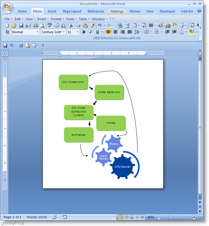 Microsoft Word 2007 फ़्लोचार्ट उदाहरण