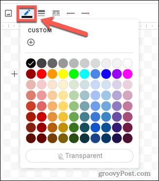 Google डॉक्स में एक लाइन रंग चुनना