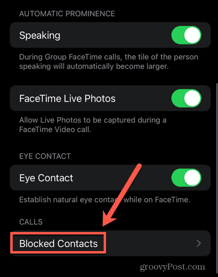 iPhone फेसटाइम अवरुद्ध संपर्क