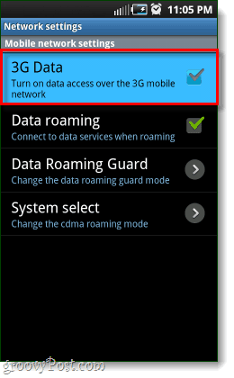 android 3G डेटा अक्षम