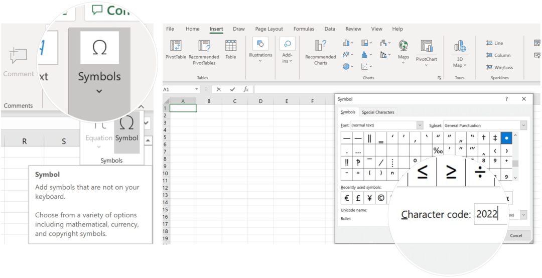 Microsoft Excel में प्रतीक डालें