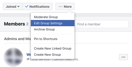 अपने फेसबुक समूह समुदाय में सुधार कैसे करें, फेसबुक समूह सेटिंग्स को संपादित करने के लिए मेनू विकल्प