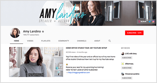 एमीटीवी एमी लैंडिनो का रीब्रांडेड यूट्यूब चैनल है। चैनल के पृष्ठ में एमी की तस्वीरें हैं और वह वीडियो जो उसने अपने रीब्रांड किए गए चैनल को लॉन्च करने के लिए इस्तेमाल किया था।