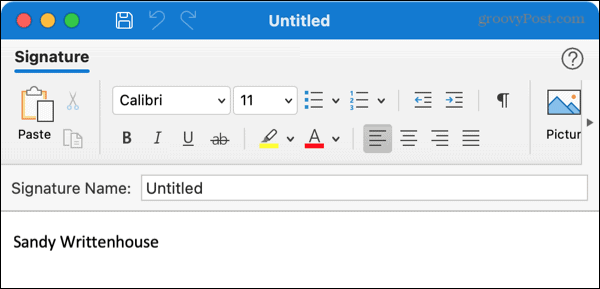 Mac पर Outlook में एक नया हस्ताक्षर बनाएँ