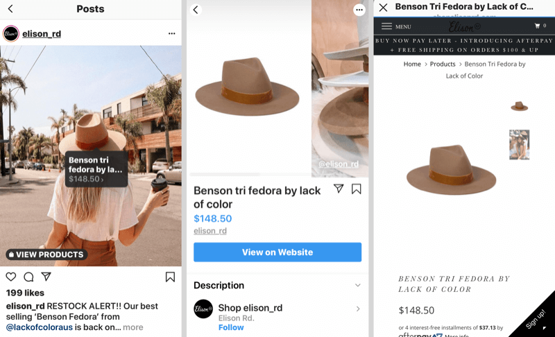 Instagram पर अधिक उत्पाद कैसे बेचें, Instagram उत्पाद टैग उदाहरण के लिए।