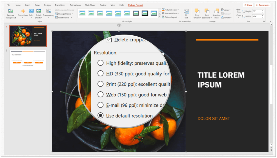 Microsoft PowerPoint में छवियाँ कैसे संपीड़ित करें