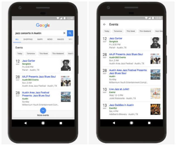 Google ने अपने ऐप और मोबाइल वेब अनुभव को अपडेट किया ताकि वेब खोजकर्ताओं को पास या भविष्य में होने वाली चीजों को आसानी से खोजने में मदद मिल सके।