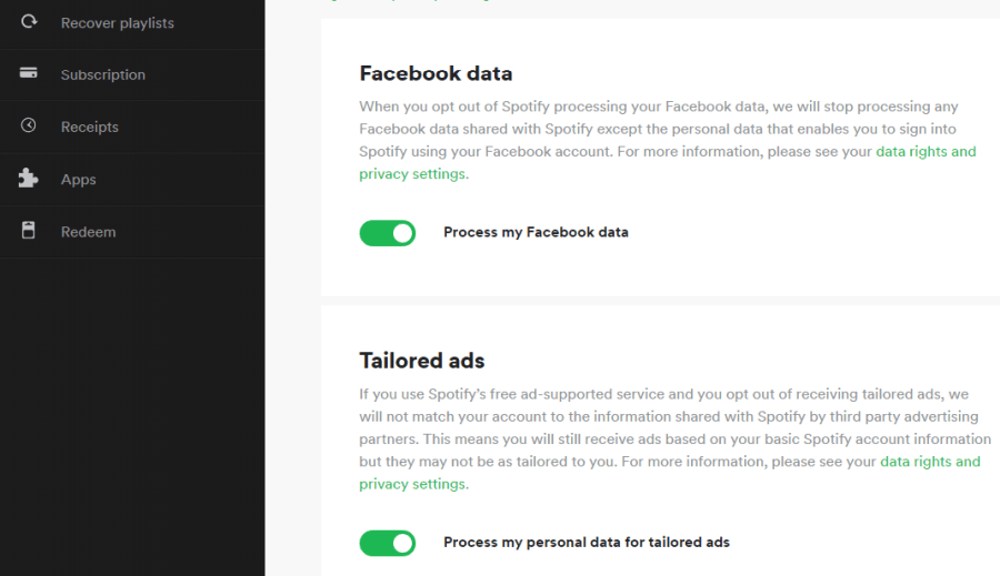 Spotify से facebook को डिस्कनेक्ट करें