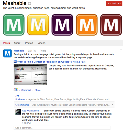 Google+ पृष्ठ - Mashable