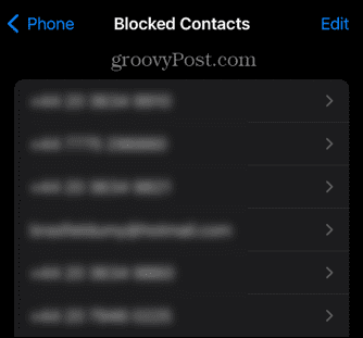 iPhone अवरुद्ध संपर्क सूची