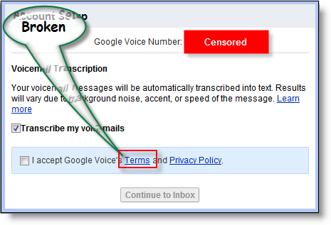 Google Voice सेवा की शर्तें टूट गईं