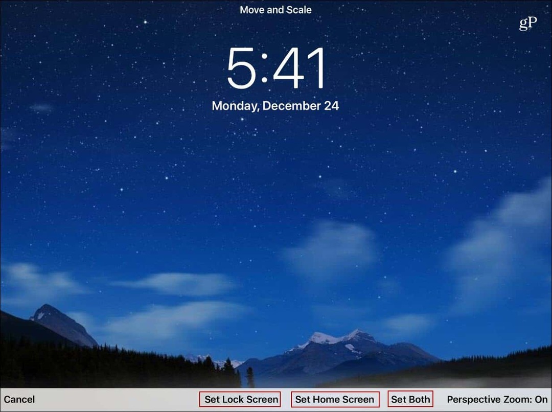 वॉलपेपर आईपैड स्केल ज़ूम लॉक स्क्रीन सेट करें