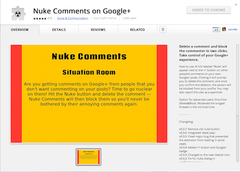 गूगल + पर nuke टिप्पणियाँ