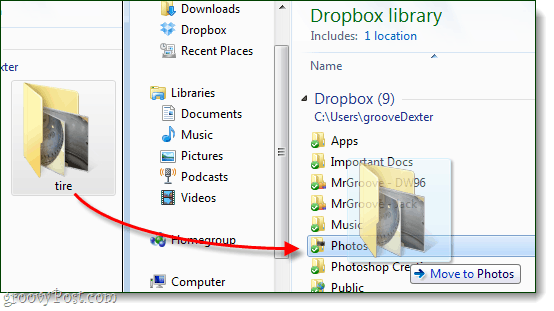 ड्रॉपबॉक्स फ़ोल्डर में चित्रों को स्थानांतरित करें