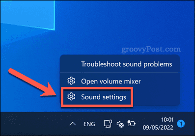 Windows 11 में ध्वनि सेटिंग खोलें