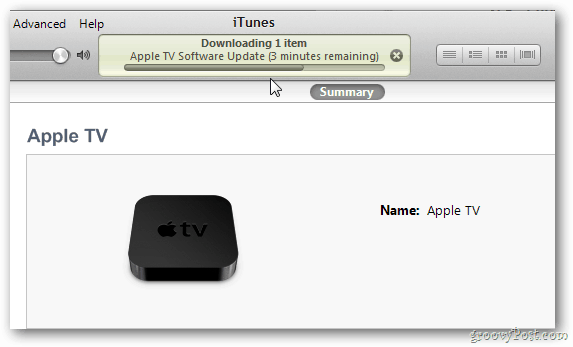 Apple टीवी अपडेट प्रगति