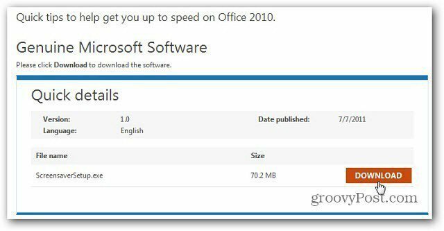 Office 2010 एक स्क्रीनसेवर का उपयोग करना सीखें
