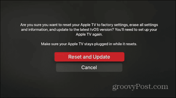 ऐप्पल टीवी रीसेट करें