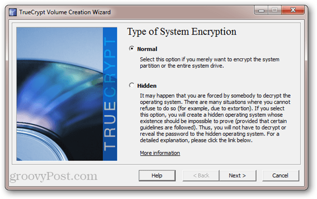 TrueCrypt: सिस्टम एन्क्रिप्शन का प्रकार