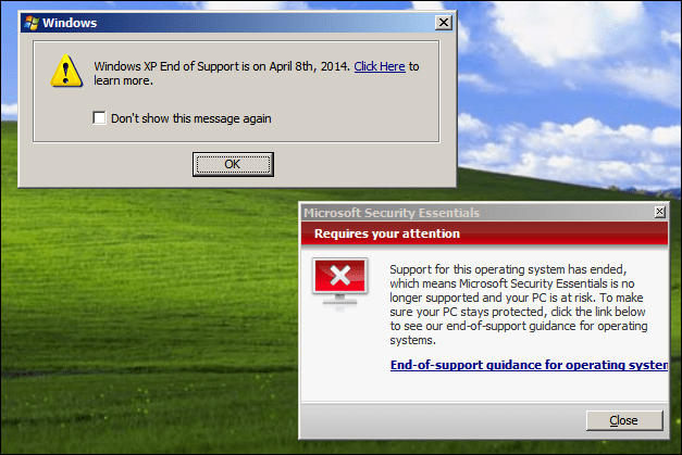 Microsoft अद्यतन सीमित समय के लिए XP सुरक्षा अनिवार्य है