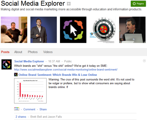 Google+ पृष्ठ - सोशल मीडिया एक्सप्लोरर