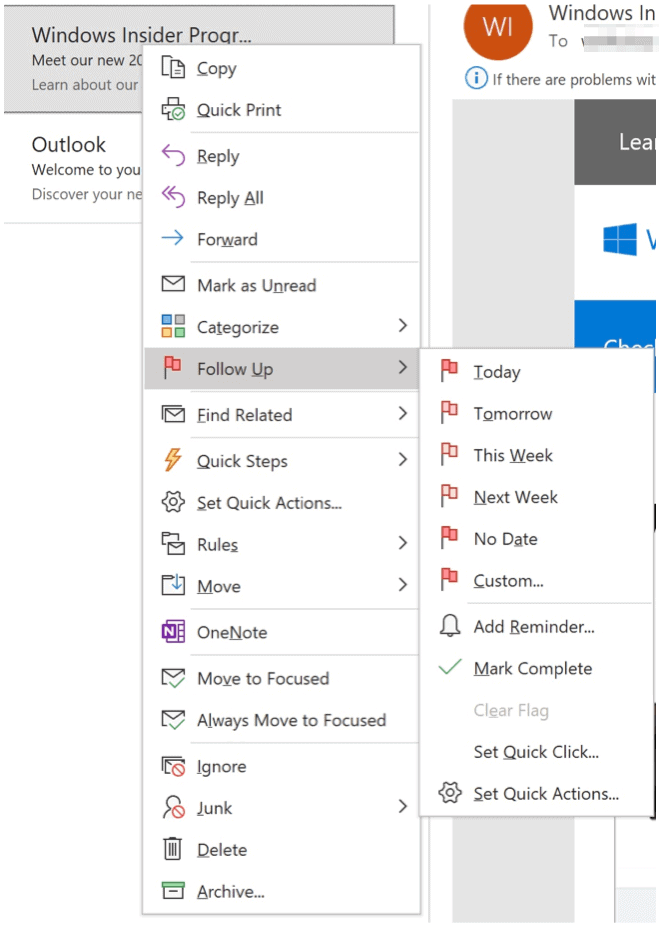 Microsoft आउटलुक युक्तियाँ झंडे