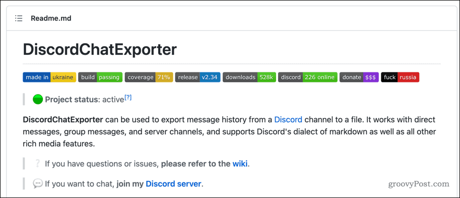 DiscordChatExplorer जीथब पेज