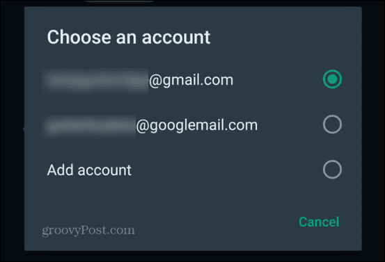 व्हाट्सएप जीमेल अकाउंट चुनें