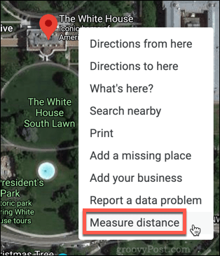 Google मानचित्र उपाय दूरी विकल्प