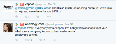 zappos प्रतिष्ठा ट्वीट