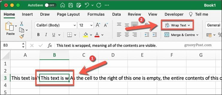 Microsoft Excel में रैप टेक्स्ट बटन