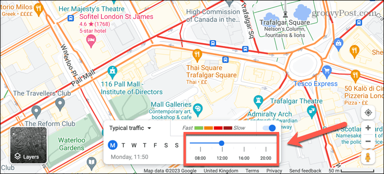 Google मानचित्र विशिष्ट ट्रैफ़िक समय