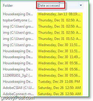 विंडोज 7 स्क्रीनशॉट -उपयोग की तारीख खोज में पहुँचा।