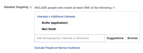 फेसबुक विज्ञापन प्रबंधक में विशिष्ट लक्ष्यीकरण विकल्प सेट करें।