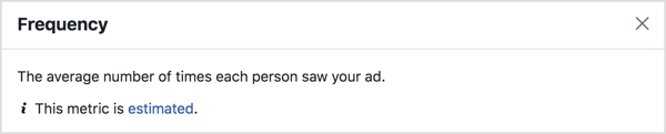फेसबुक विज्ञापन फ्रीक्वेंसी मेट्रिक।