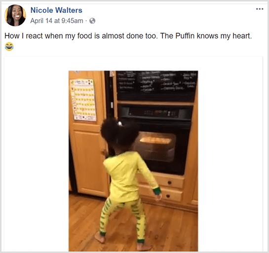 निकोल वाल्टर्स ने अपनी युवा बेटी के पजामा में ओवन के सामने नृत्य करते हुए एक फेसबुक वीडियो पोस्ट किया क्योंकि वह खाना पकाने के लिए अपने भोजन की प्रतीक्षा करती है।