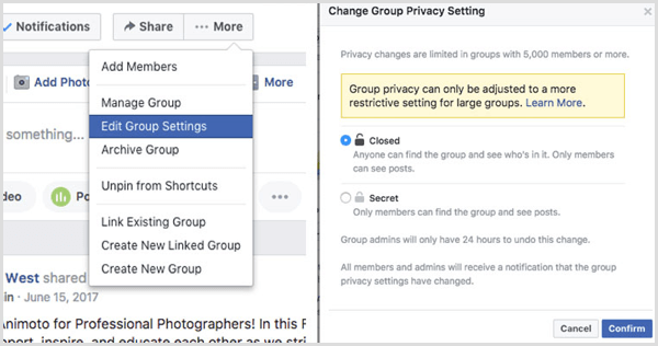 फेसबुक ग्रुप ने प्राइवेसी सेटिंग बदल दी