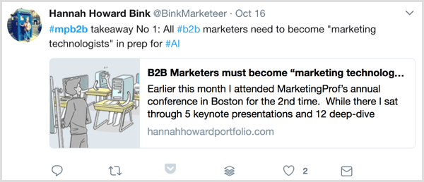लाइव ब्लॉगिंग मार्केटिंग प्रोफेसर b2b मार्केटिंग फोरम ट्विटर उदाहरण