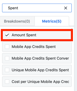 अपनी Facebook विज्ञापन लागत कम करने के लिए सुझाव, अपनी रिपोर्ट के हिस्से के रूप में खर्च की गई राशि देखने का विकल्प
