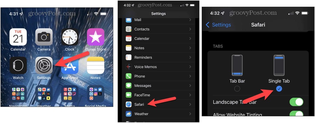 iPhone पर iOS 15 में Safari सर्च बार को मूव करें