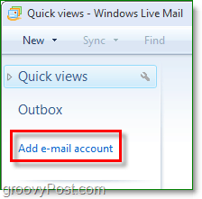 विंडोज लाइव मेल में ईमेल अकाउंट जोड़ें