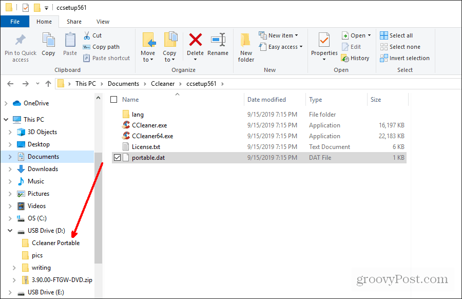 ccleaner पोर्टेबल फ़ाइलों को USB में कॉपी करना