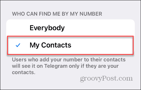 टेलीग्राम पर फ़ोन नंबर द्वारा खोजें